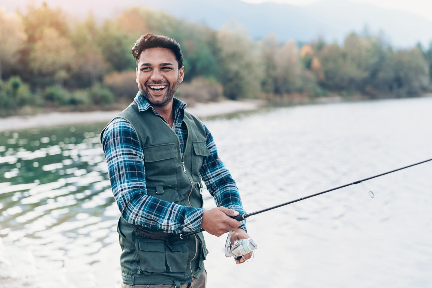 suffering from Benign paroxysmal positional vertigo Man happily fishing without suffering from BPPV